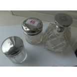 Lot of 3 Silver Topped Jars/Scents.