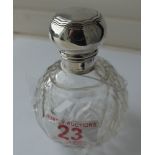 Antique Edwardian era Silver Topped Scent Bottle - 4" tall approx 3 1/4" diameter.