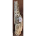 Antique Large Ornate Ivory Carving of an Chinese Deity with a Red Seal mark on base - 540mm tall..