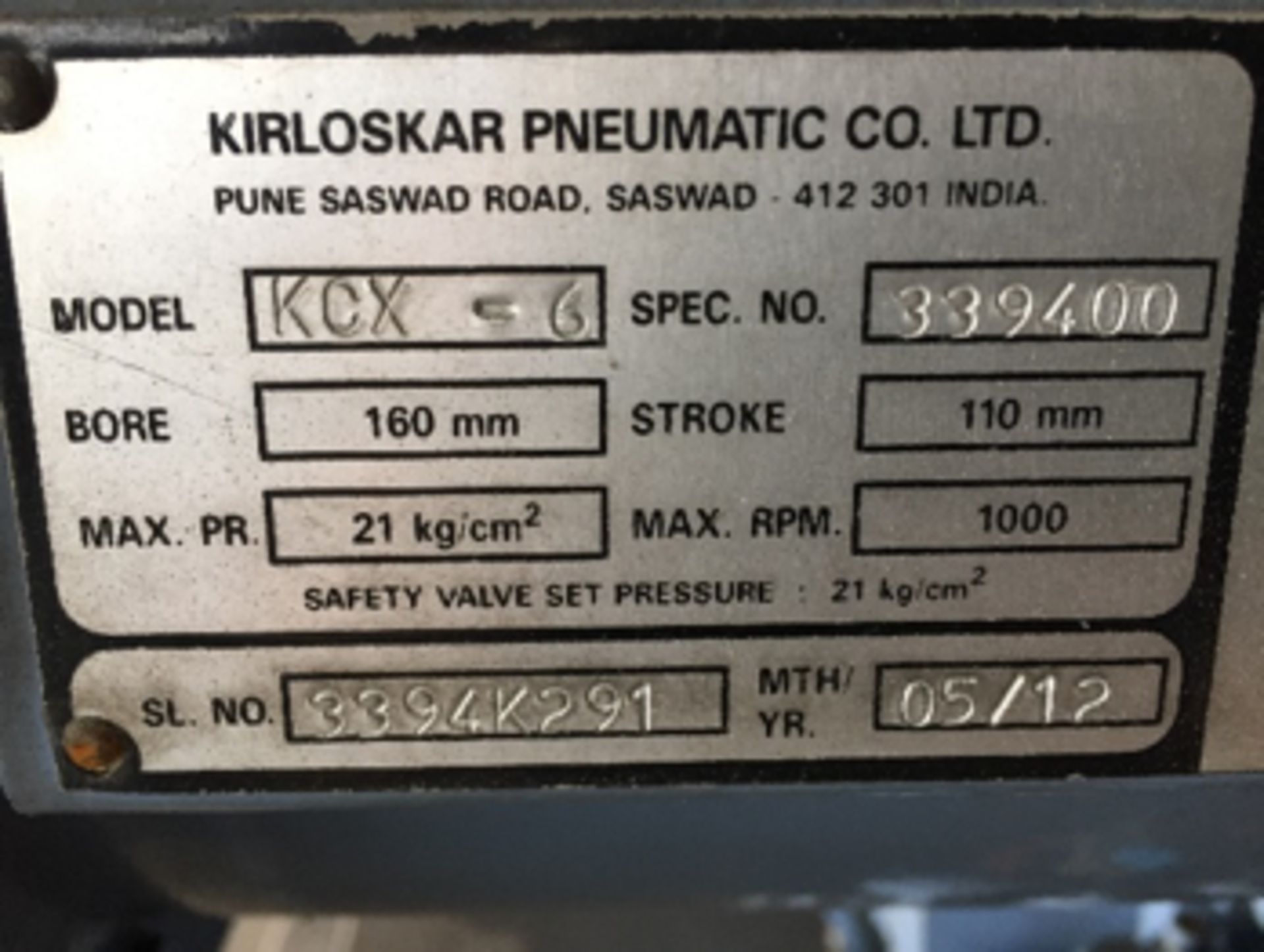 2014 Kirloskar KCX6 ammonia compressor set - Image 2 of 4