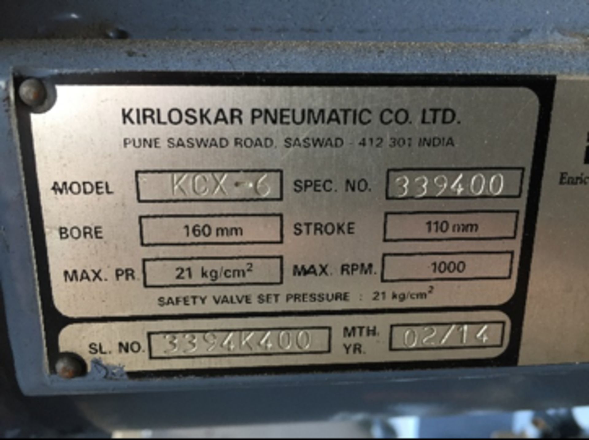 2014 Kirloskar KCX6 ammonia compressor set - Image 4 of 4