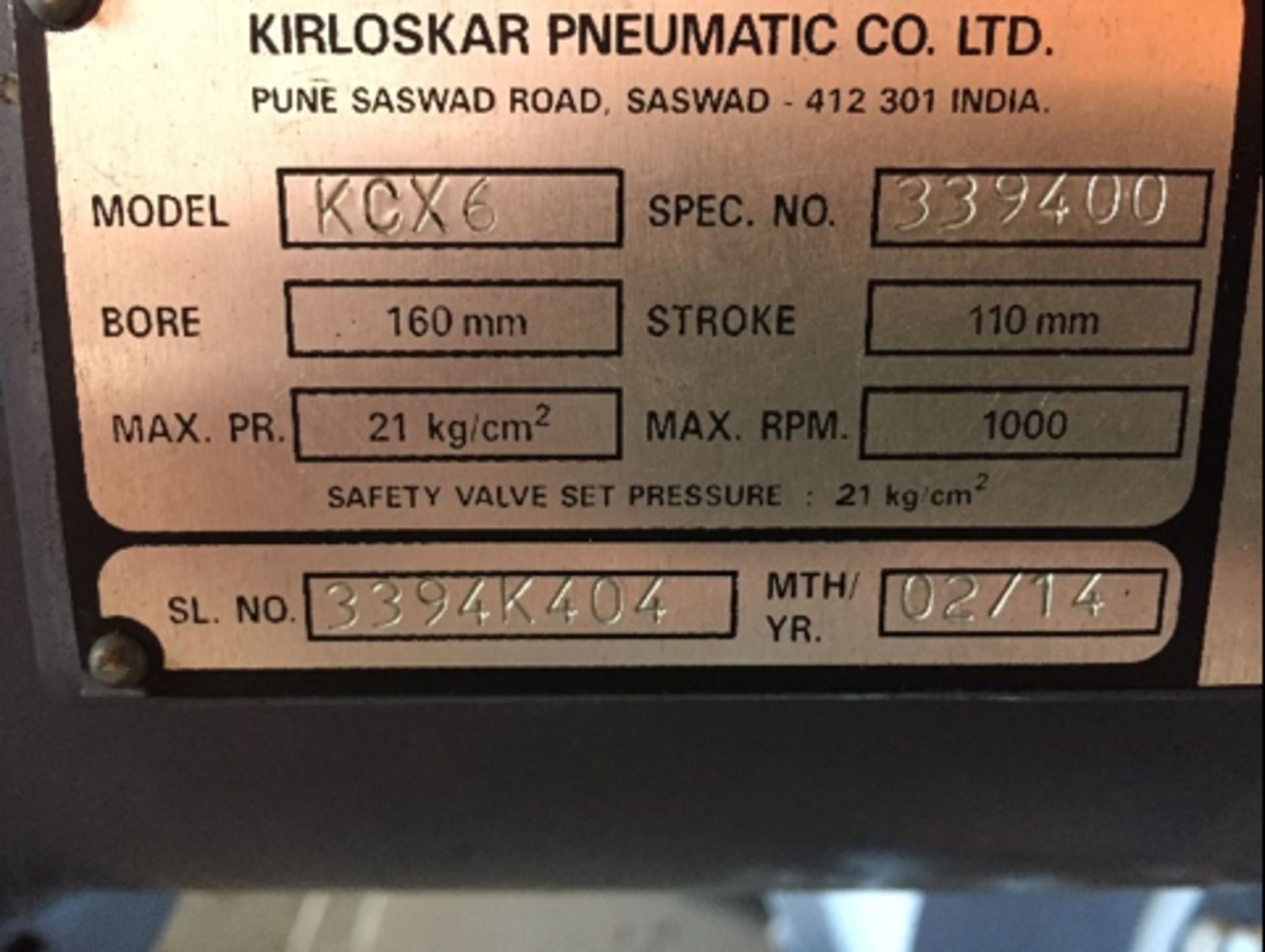 2014 Kirloskar KCX6 ammonia compressor set - Image 4 of 4