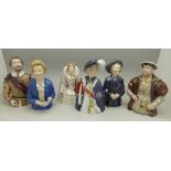 Six limited edition Bronte candle snuffer figures, Henry VIII, H.M.