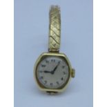A lady's 18ct gold cased wristwatch, the movement marked Paul Ditisheim,