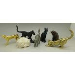 A collection of seven Franklin Mint cats
