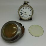 A silver pocket watch, with outer protective case, the movement marked Waltham,