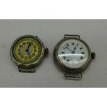 Two silver cased wristwatches,