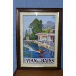 A reproduction Art Deco style Evian Les Bains advertising print