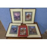 A set of four WWI related prints and associated book