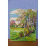 A French Post Impressionist landscape, oil on canvas, indistinctly signed,