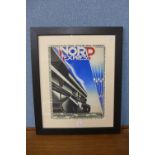 A reproduction Art Deco style Nord Express advertising print