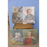 Four Russian propaganda oils on board, stamped verso,