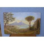 Neapolitan School, extensive view of the Bay of Naples with Mount Vesuvius in th distance,