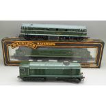 Three model diesel locomotives including Mainline CO1, 37-050,