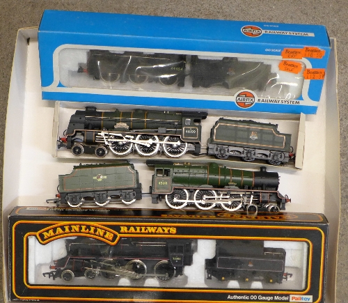 Four model steam locomotives;- Mainline 4-6-0 Standard Class 4, Boxed, Airfix 4F Fowler, boxed,