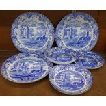 Seven items of Spode Italian china, diameter of large plate 32.