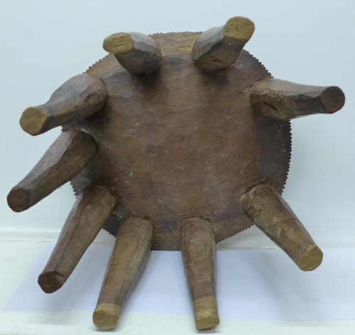 A Nigerian Nupe tribal stool with nine legs - Image 3 of 3