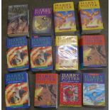Twelve Harry Potter books;- Eight first editions, four The Order of The Phoenix,