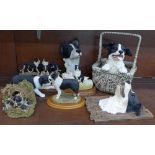 A collection of Border Collie figures including Leonardo Collection and Sherratt and Simpson