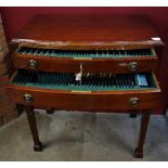 A Walker & Hall Sheffield plate canteen of cutlery, mahogany two drawer case, 99 pieces in total,