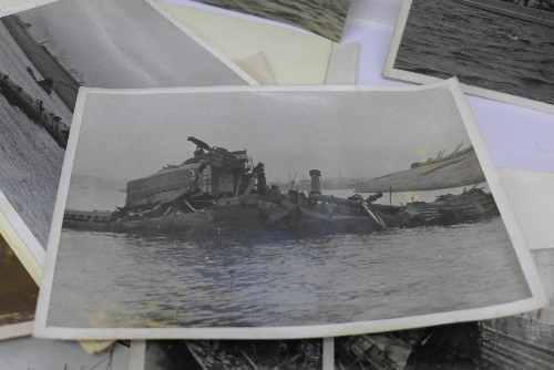 A collection of German photographs including military warships and bomb damage - Image 3 of 6