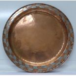 A copper Arts and Crafts tray, Hugh Wallis, with mark,