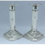 A pair of silver candlesticks, Sheffield 1904, James Dixon, 13.