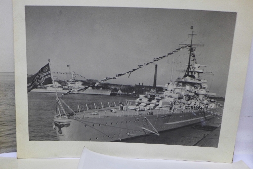 A collection of German photographs including military warships and bomb damage - Image 2 of 6