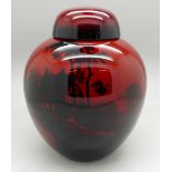 A Royal Doulton flambe ginger jar, lid a/f,