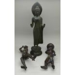 Two Japanese bronzes and a bronze of a Far Eastern deity