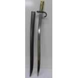 A French bayonet, with scabbard,