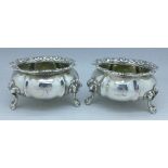 A pair of George IV silver salts, London 1822,