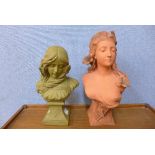 A pair of Art Nouveau style busts