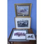 Four prints of classic cars