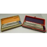 Two Hohner harmonicas,