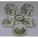 Four Parisienne plates,