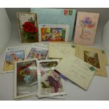 A collection of early 20th Century greetings cards