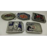 Five Elvis Presley belt buckles