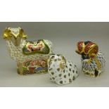 Three Royal Crown Derby Derby paperweights, City Ram,