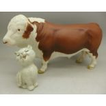 A Beswick model of a bull and a kitten