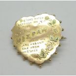 A 9ct gold mizpah brooch, Chester hallmark, 2.