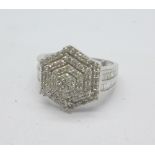 A 9ct white gold and diamond cluster ring, 4.
