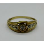 A 9ct gold and diamond ring, 1.