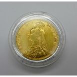 An 1890 veiled head sovereign