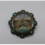 A Victorian micro-mosaic brooch, Rialto Bridge, marked 800,