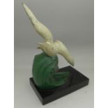 A 1930's Art Deco cold painted seagull on base, height 21.