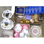 A collection of decorative china and glassware, including Thomas Webb crystal, Edinburgh crystal,