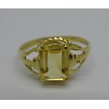 A 9ct gold and citrine ring, 1.