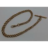 A 9ct gold Albert chain with hollow links,