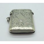 A John Rose silver vesta case, Birmingham 1903,